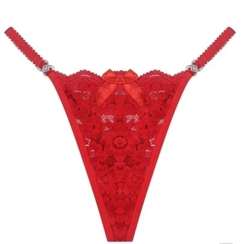 Premium red lace thongs